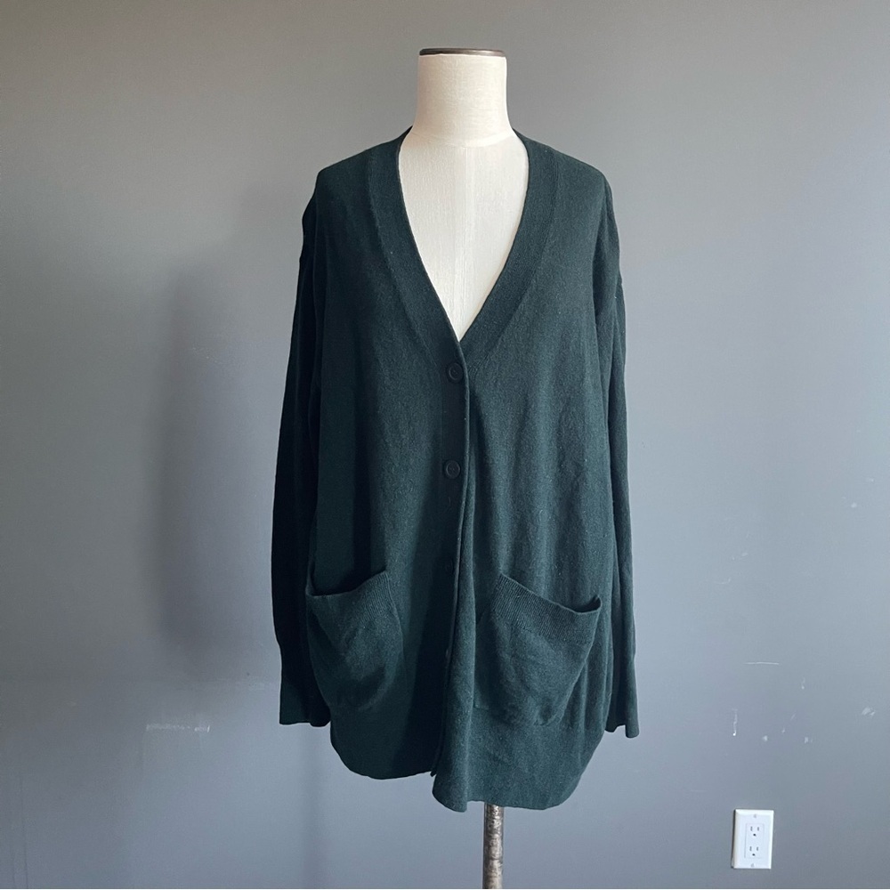 COS Green Speckled Wool Oversized Cardigan EU S Minimalist Twee